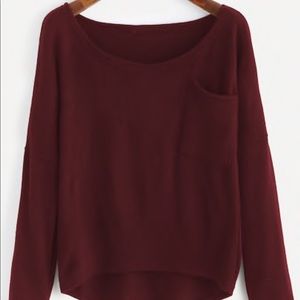 maroon long sleeve drop shoulder